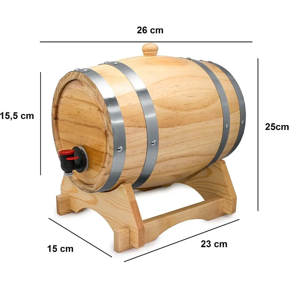 Bouquet Wine Barrel Dispenser, Wood, Brown, 31 x 22 x 23.5 cm