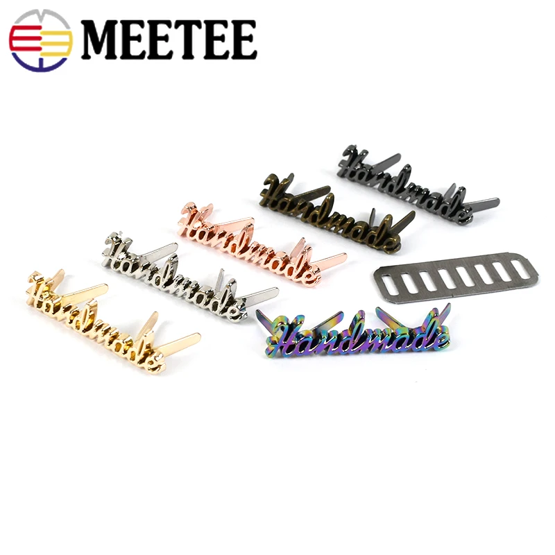 Etiqueta de Metal rectangular hecha a mano, hebilla decorativa, cierre de bolso, accesorios de costura, 10x35mm