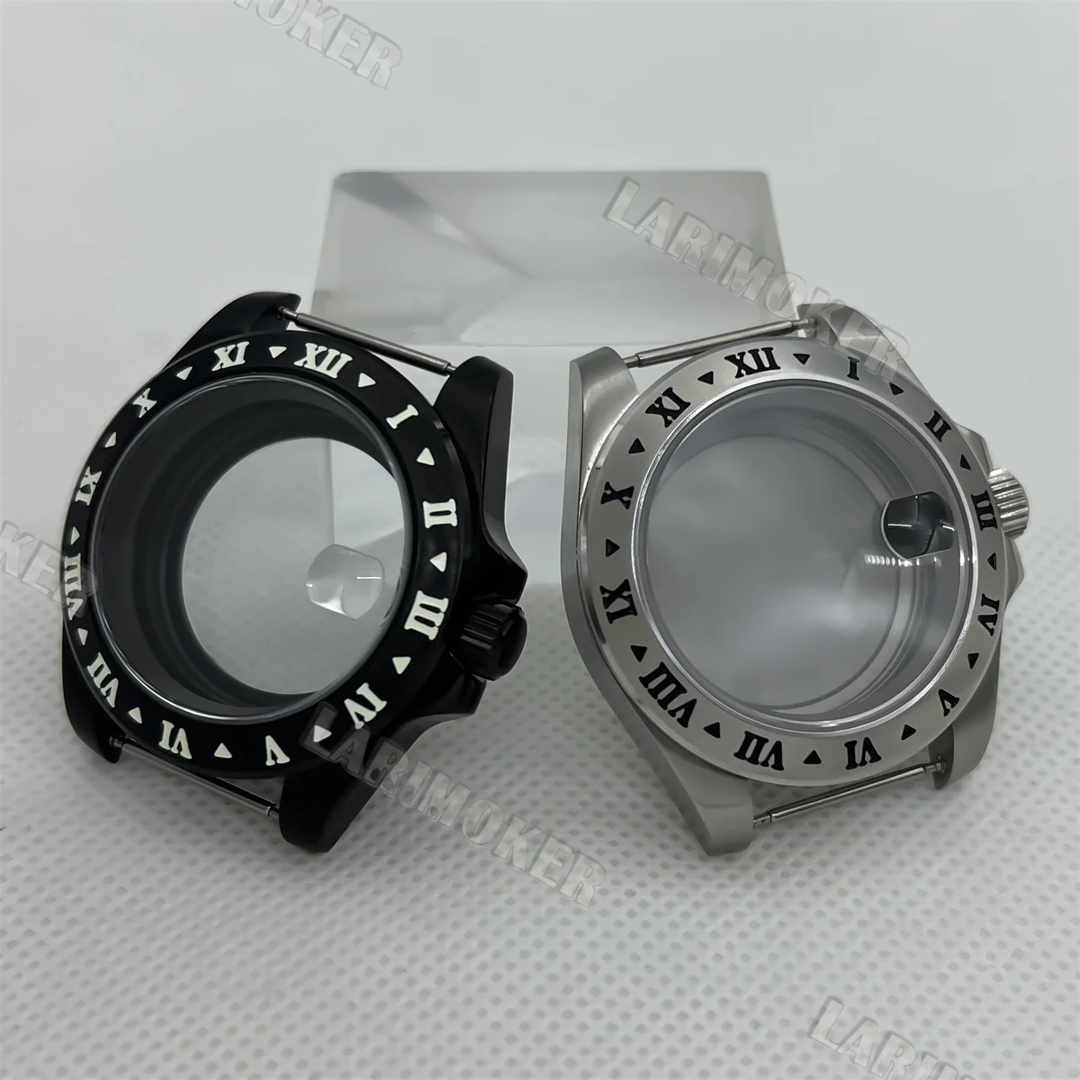 

40mm black silver waterproof case Roman numerals fixed bezel Sapphire glass suitable for NH34 NH35 NH36 PT5000 Ronda 515movement