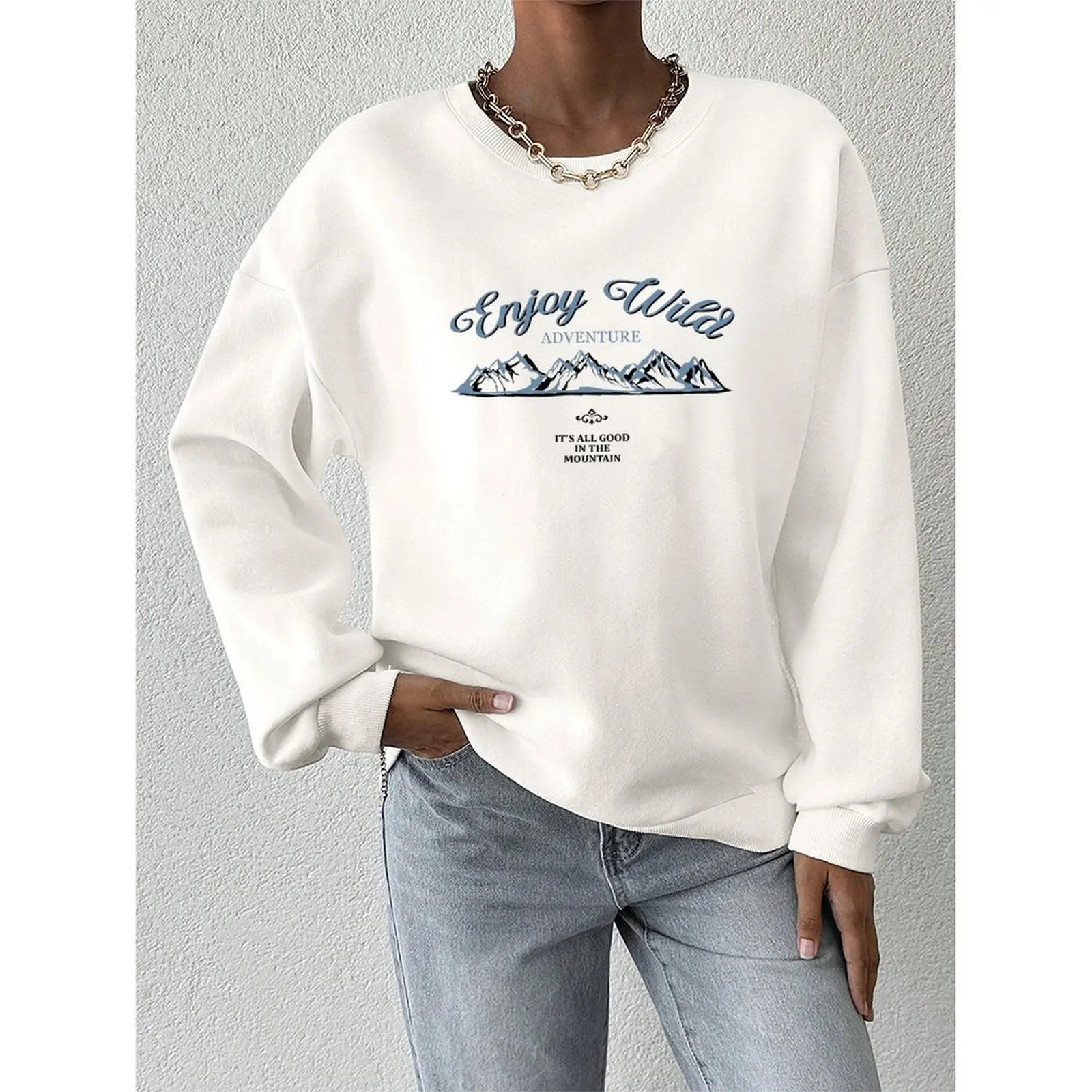 

Women's Sweatshirts O-Neck Printed Pattern Loose Casual Sports Pullovers Comfortable Velvet Long Sleeve Sweater Winter For Women