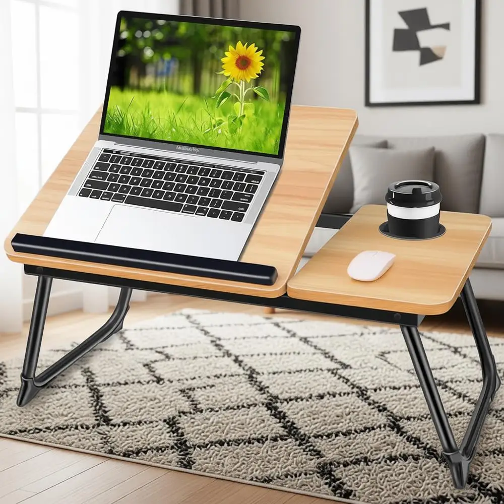 

Portable Laptop Desk for Bed with Cup Holder - Adjustable and Versatile for Laptops and Writing