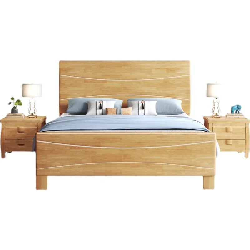 

Solid wood 1.5 meters master bedroom 1.8 meters oak bed, modern simple double bed 1.2 meters