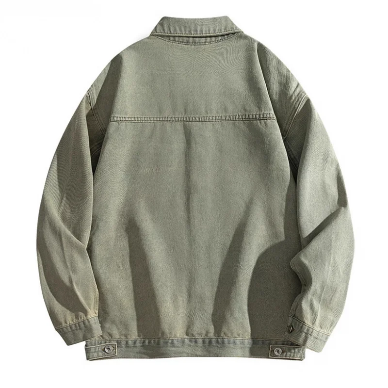 قميص رجالي بأكمام طويلة للخريف، قميص فضفاض بياقة مقلوبة، معطف كاجوال للرجال، نمط رجالي #2