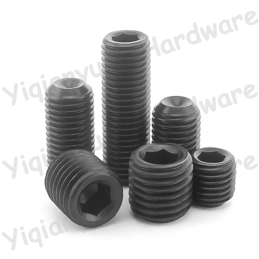 Yiqianyuan DIN916 2#-56 4#-40 UNC Thread Grade 12.9 Alloy Steel Hexagon Socket Set Screws with Cup Point Headless Allen Bolts