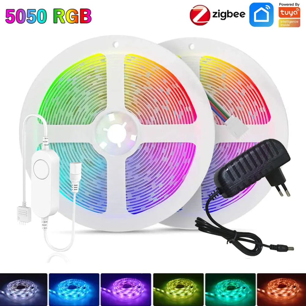 1M-10M Mini Tuya Zigbee 5050 taśma Led RGB 60 diod led/m światła Led możliwość ściemniania Blacklight wodoodporny wystrój domu dla Alexa Smartthings