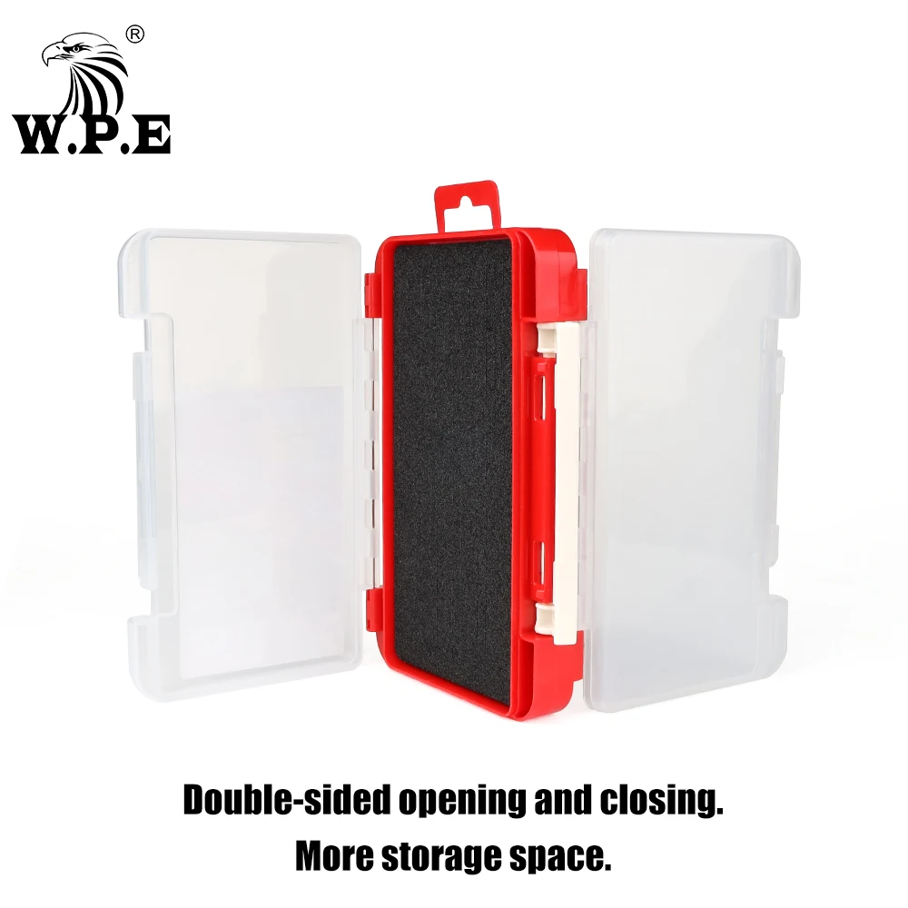 W.P.E Fishing Tackle Box Plastic Storage Case 15-30pcs Compartments Double Side Fishing Lure Boxes Fishing Bait Hook Box 1pcs