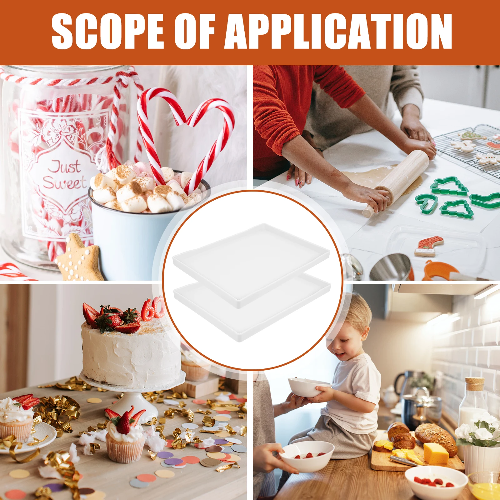 

2Pcs Non-Slip Serving Tray Thickened Wood Grain Design for Fruit Dessert Snack Candy Holder Serving Tray Dried Fruit Platter