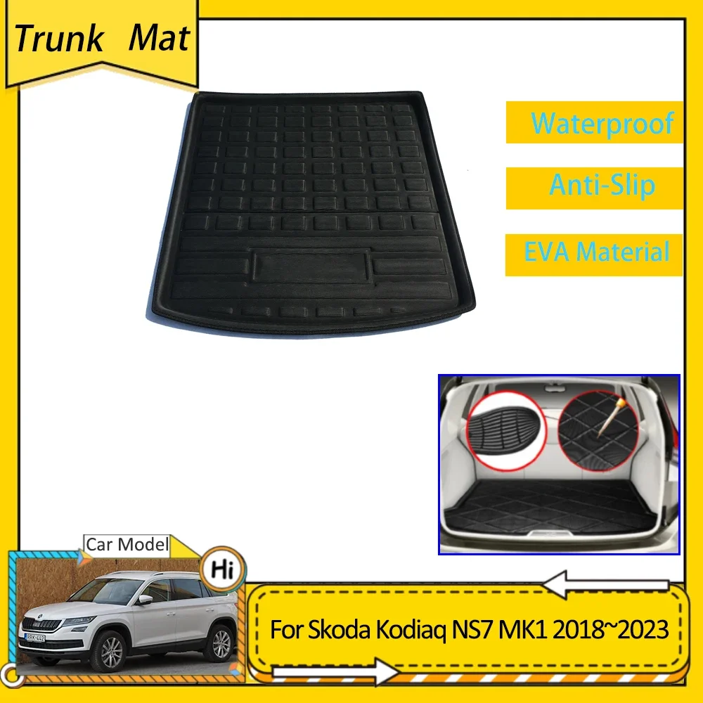 Car Trunk Mat For Skoda Kodiaq NS7 MK1 2018 2019 2020 2021 2022 2023 Cargo Boot Pad Protective EVA Waterproof Carpet Accessories