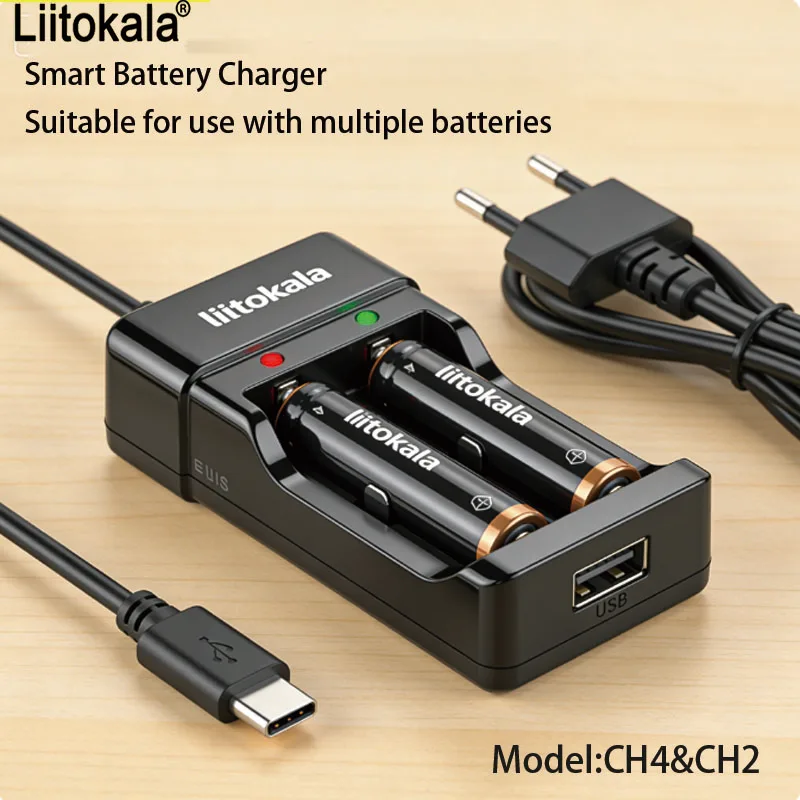 Liitokala Intelligent Battery Charger CH2 CH4 18650 21700 26650 18350 16340 20700 17500 AA AAA 2-4-Slot Nickel Hydrogen