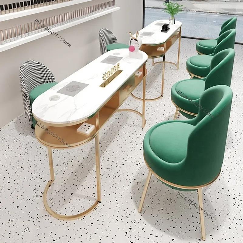 FG Multi-functional Rock Plate Nail Tables Built-in Socket Vacuum Cleaner Set Nail Tables High-end Salon Furniture Omschrijving