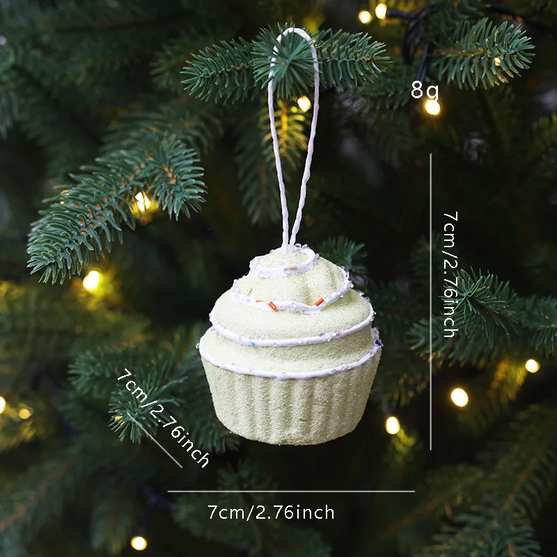 2Pcs Decorative Lollipop Fruit House Cane Christmas Tree Hanging Decoration Green Colorful Christmas Tree Cross Border Ice Cream