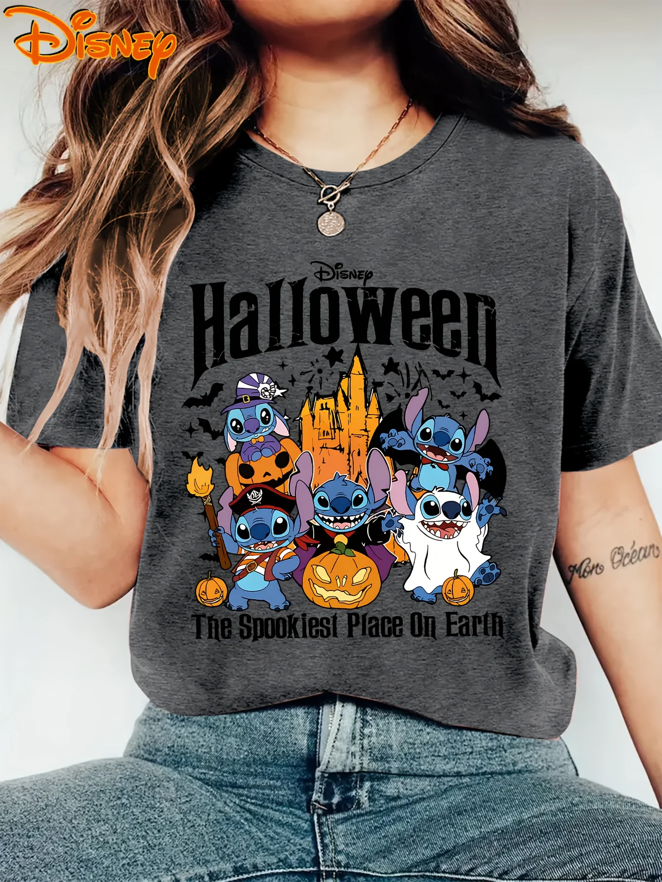 

Ladies, Disney summer outfits, Stitch costumes, pirate ghosts, Halloween printed T-shirts, Disney girls' journey