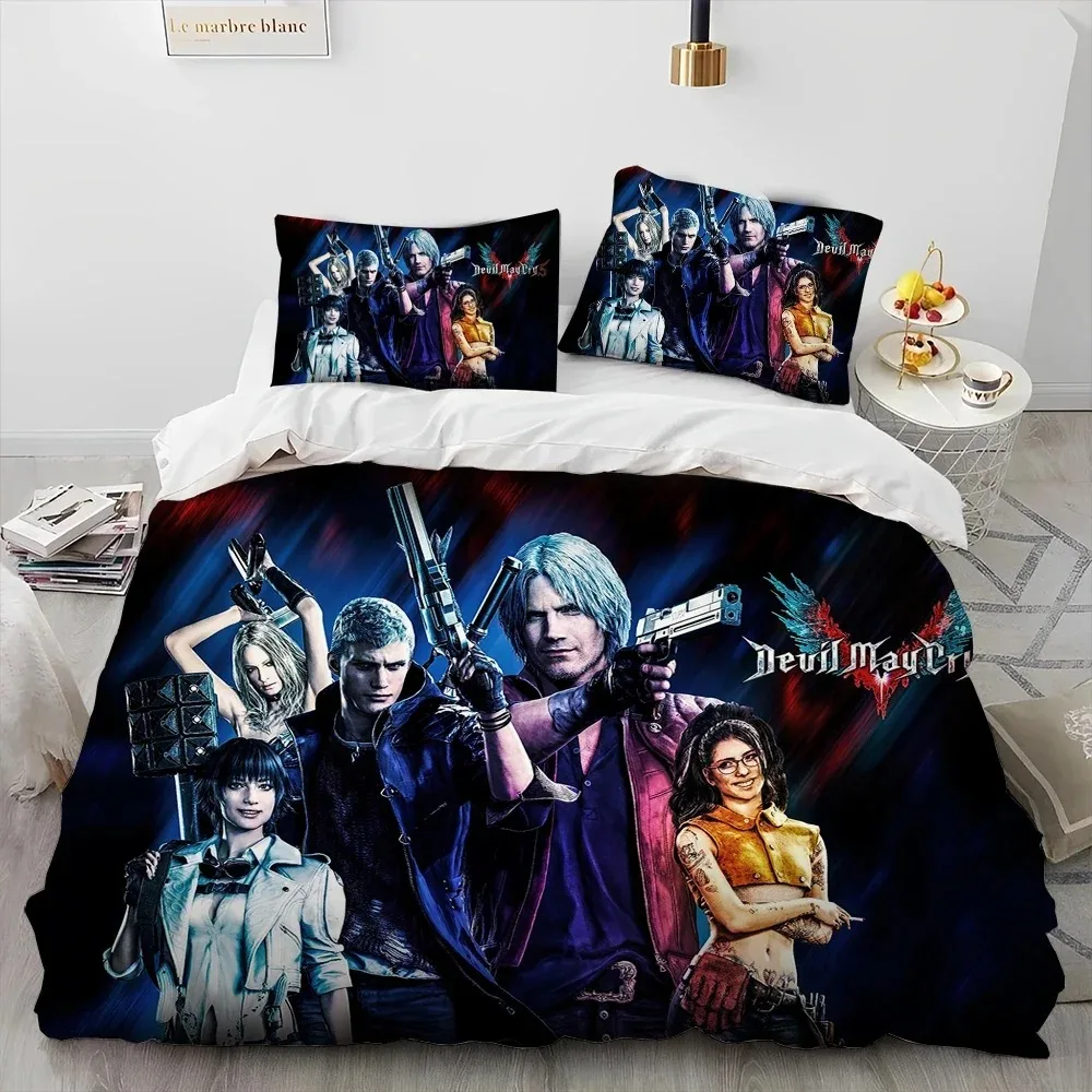 

D-Devil May Cry DMC Game Gamer Comforter Bedding Set,Duvet Cover Bed Set Quilt Cover Pillowcase,king Queen Size Bedding Set Kid