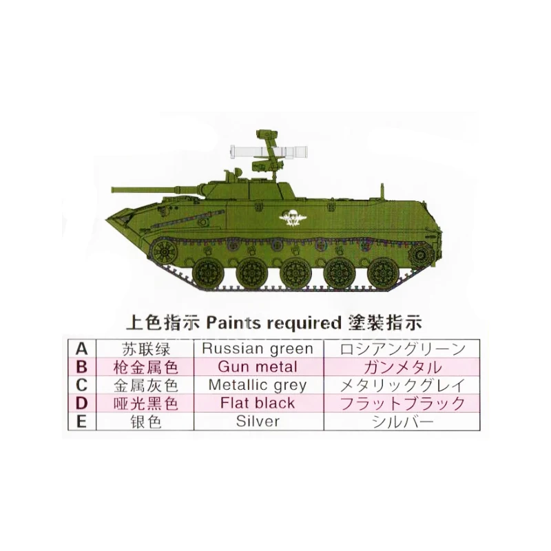 S-model Plastic Assembled Tank Model Kit PS720157 BMD-1P Airborne Infantry Fighting Vehicle 2 quickbuild kits per box 1/72