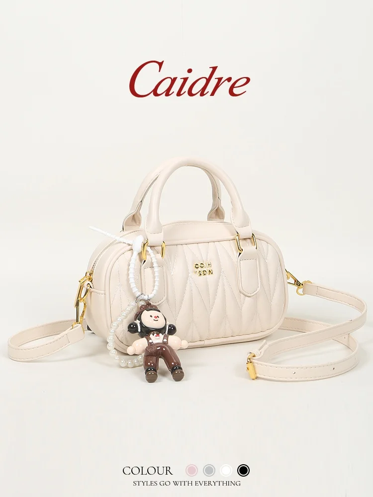 

Caidre Fashionable Small Bowling Bag Women's Handbag Shoulder Crossbody Bag Soft PU Leather Casual Unisex Bag
