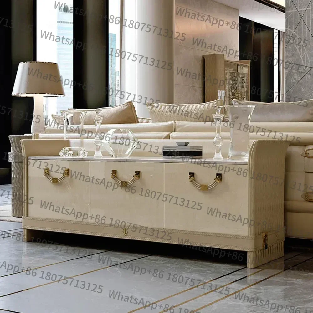 A Side cabinet Modern light luxury four-door side cabinet Hong Kong style, palm leather, leather shoe entrance cabinet