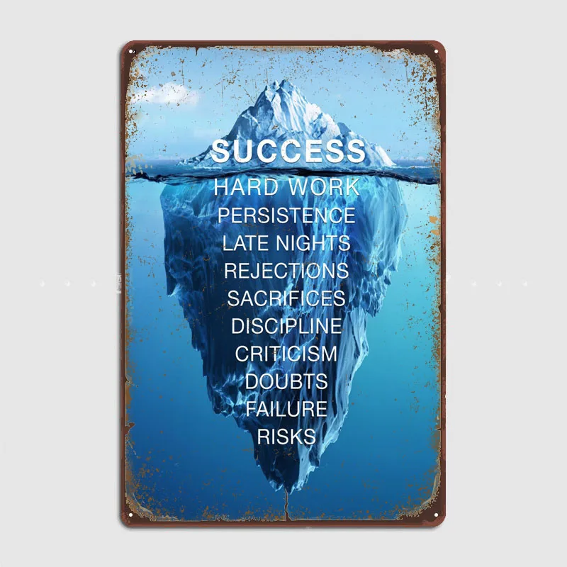 Success Is Like an Iceberg Poster Tinplate Sign Art Wall Decor Decor for Room Decoration Vintage Metal Plate Coffee Bar Retro