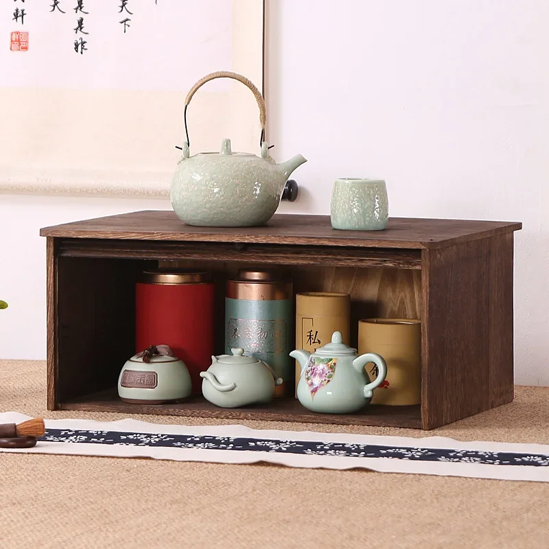 Imagem -04 - Chinês Puer Tea Storage Cabinet com Rolling Shutter Door Teahouse Cup Rack Elegante Madeira Maciça Dustproof