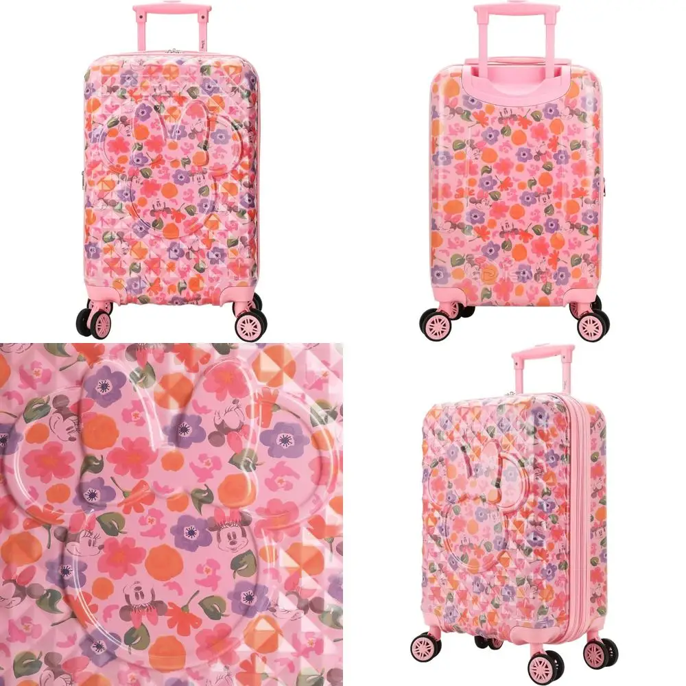 Minnie Mouse Print 20 Inch Hardshell Spinner Carry-On Suitcase with All-Over Design for Travel