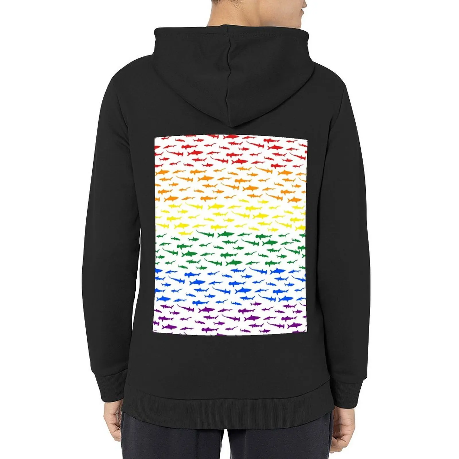 

Shark Pattern Pride on White Hoodie men clothes fashion men autumn clothes japanese style tracksuit