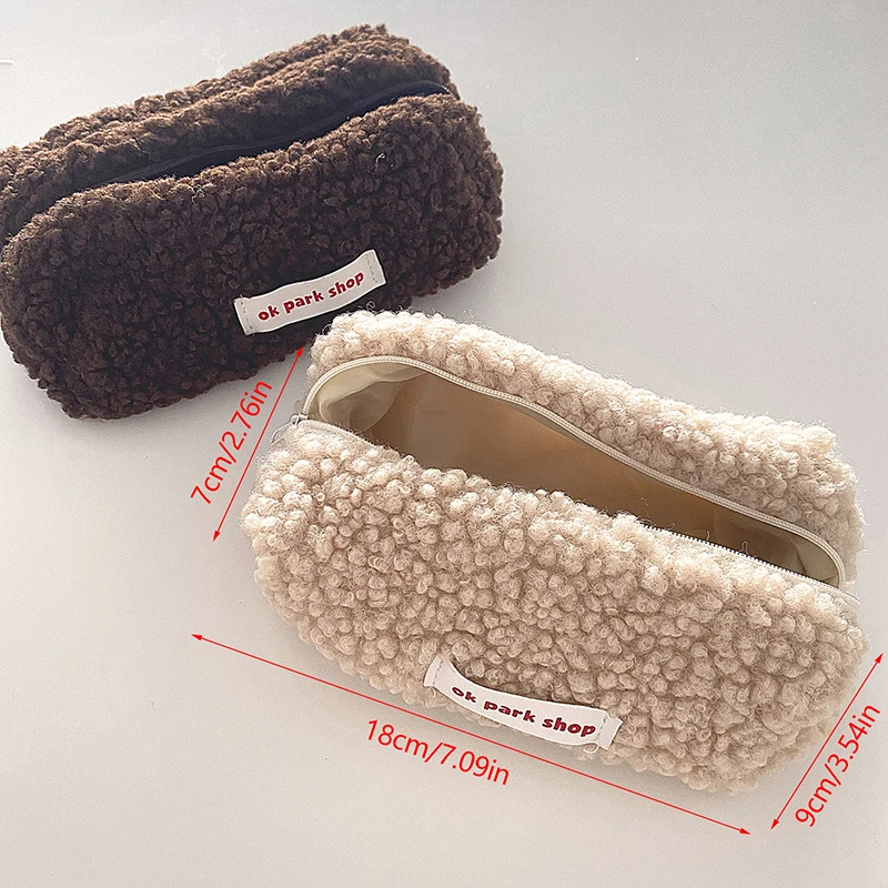 Cashmere Cosmetic Bag Zipper Bag Makeup Storage Bag Travel Cosmetic Bag Cute School Office Supplies Large Capacity Bag
