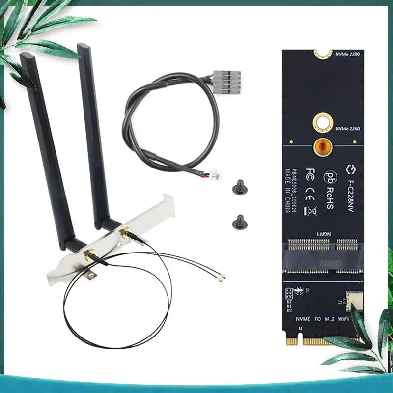(NEW) M.2 To Nvme Wifi Card NGFF M.2 A+E Key To Nvme PCI Express SSD Port Converter Adapter F-For AX200 AX210 8265 7260AC Card
