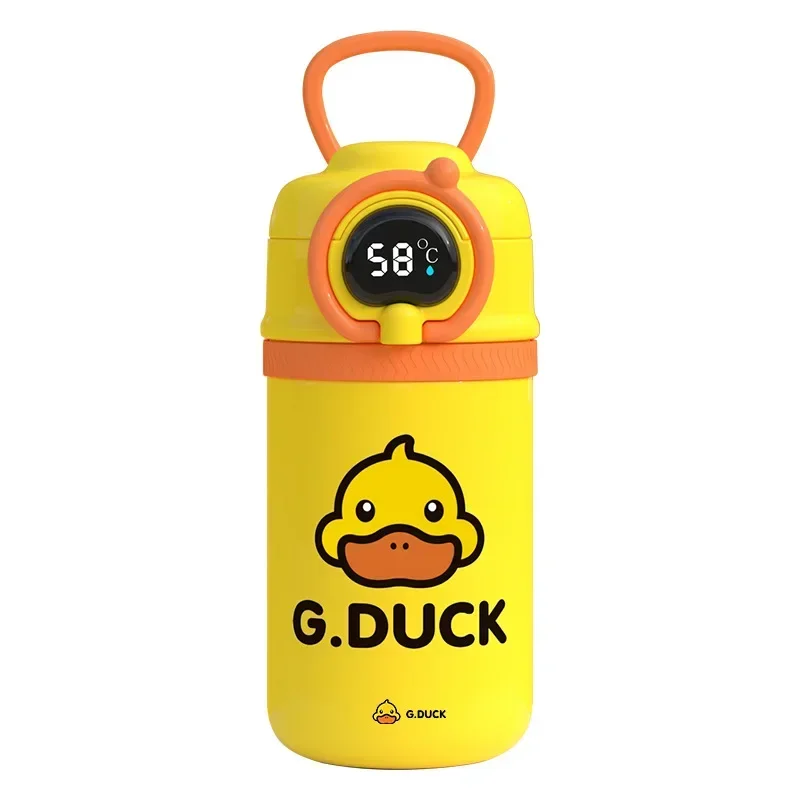 Stainless Steel Thermal Bottle with Digital Thermometer 550ml Led Little Yellow Duck