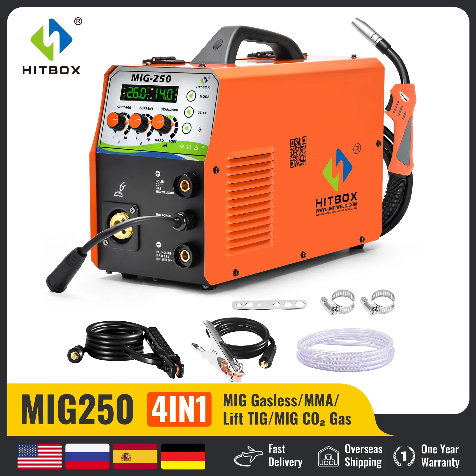 HITBOX Semi-automatic Welding Machine MIG250 3 in 1 TIG MIG Mini Welding Inverter Machine Welder