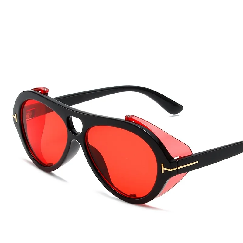 

Brand Steampunk Sunglasses Fashion Women Luxury Pilot Sun Glasses Ladies Men Punk Style Sunglass Oval Men UV400