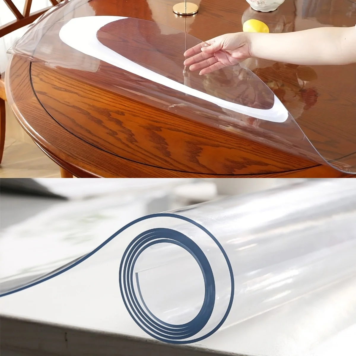 1pcs 140cm  Round PVC Tablecloth for Dining Table Durable Easy  Clean 0.7mm 1.1mm Thick Soft Glass Tablecloth Surface Protector