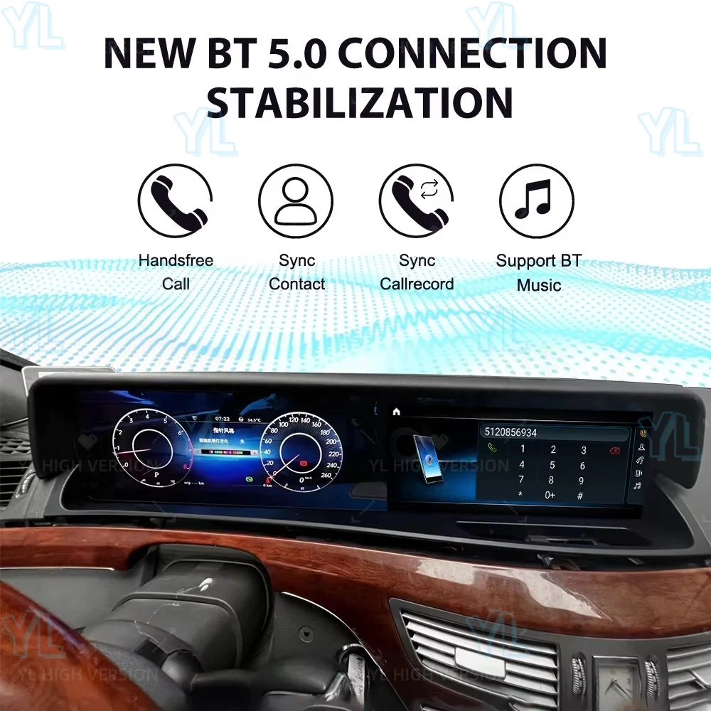 

YLL New Car Instrument Cluster LCD Digital Display Carplay For Mercedes Benz S-class W222 W221 W216 CL 2005-2013 Head Unit BT