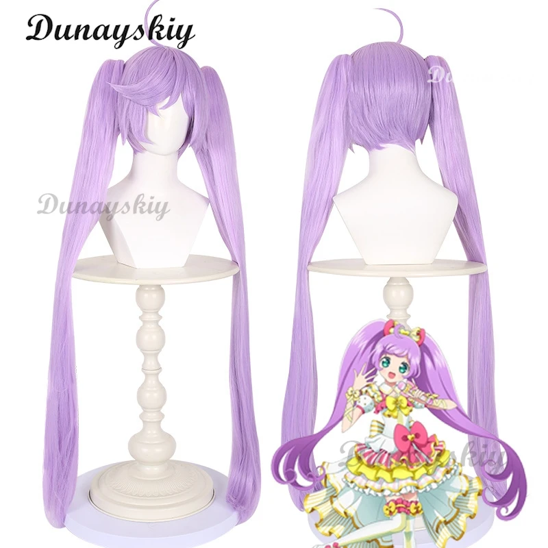 Anime Pripara Cosplay Manaka Laala cosplay Wig Fiber synthetic wig taro purple ponytail long Wig+Wig cap