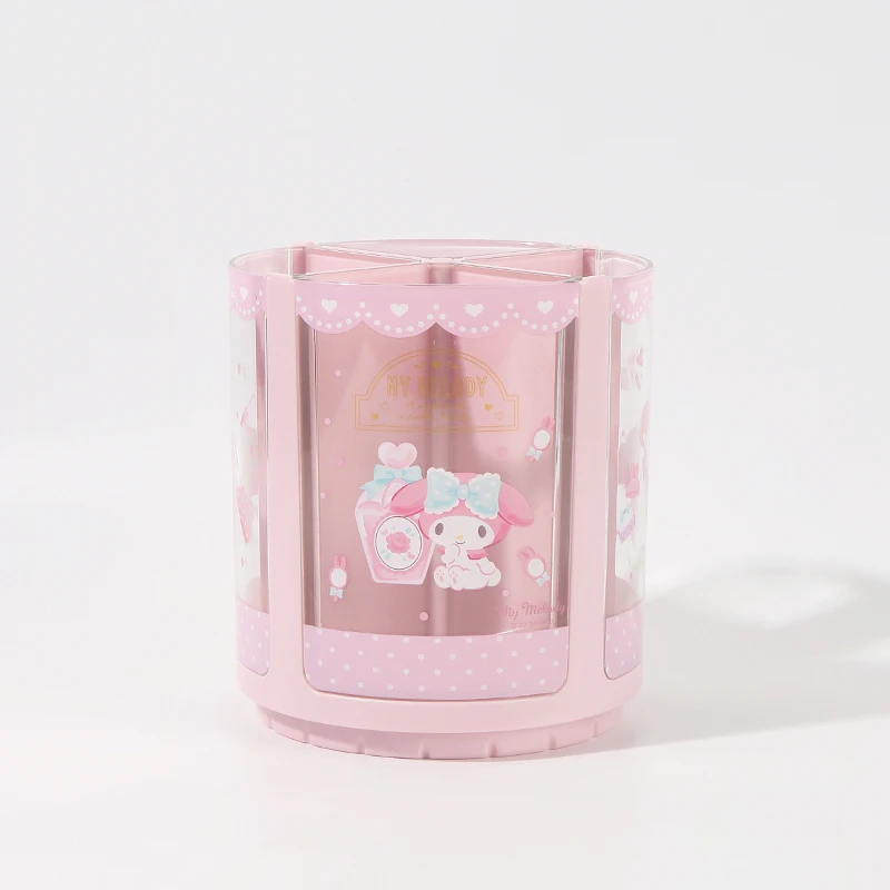 Kawaii Miniso Cinnamoroll My Melody Kuromi Rotating Pen Holder Cartoon Large Capacity Storage Box Makeup Brush Storage Box view 5