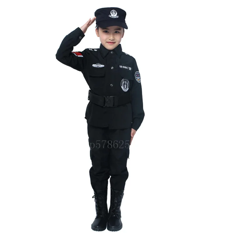 Uniforme de policía para niños, disfraz de policía, uniforme militar especial del ejército, conjunto de ropa de actuación de Halloween para exteriores, 2022