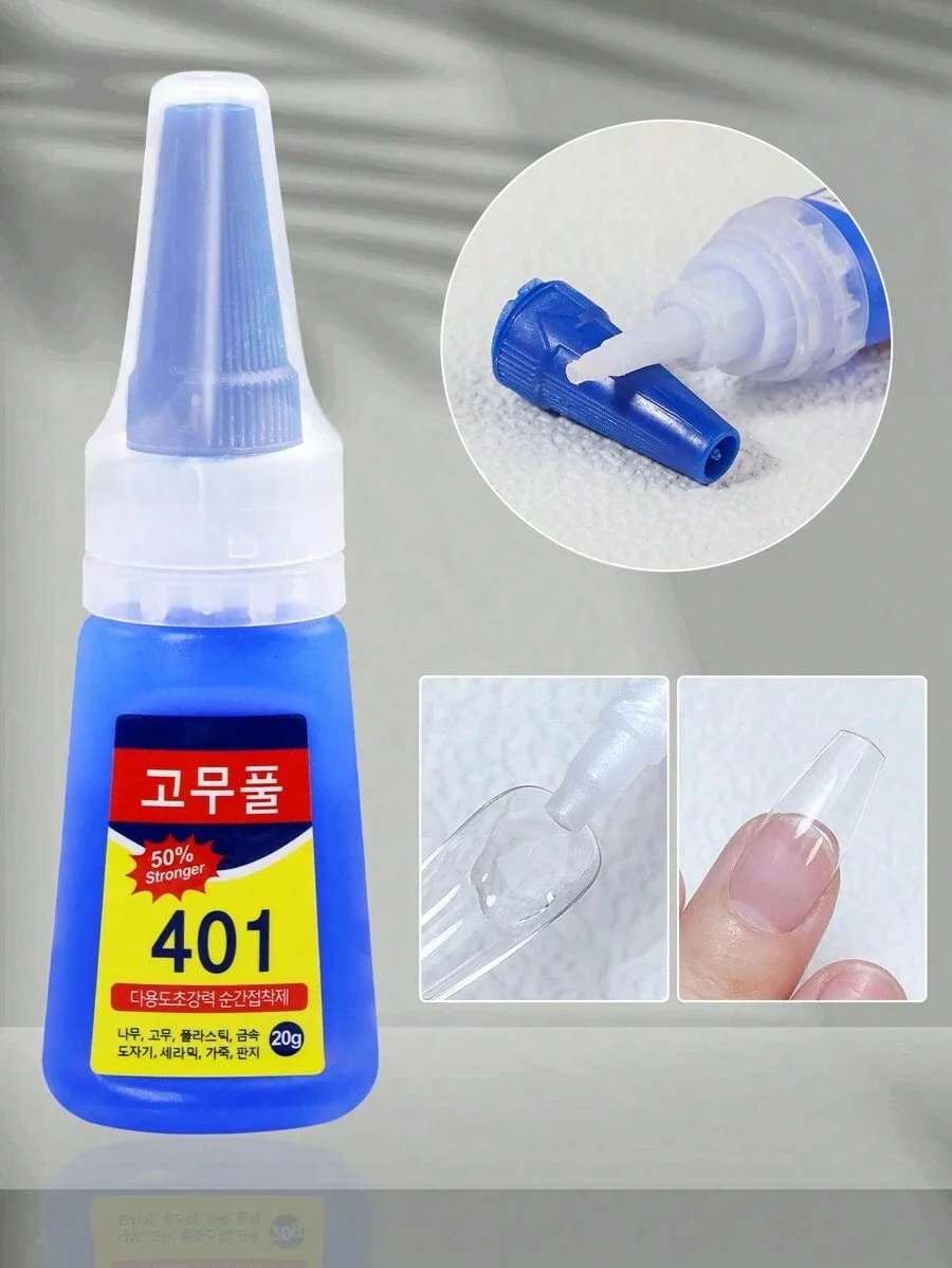 Powerful Transparent Korean Version 401 Adhesive 20g Multi-Functional Nail Polish Universal Adhesive Strong Adhesive Quick-Drying Instant Adhesive