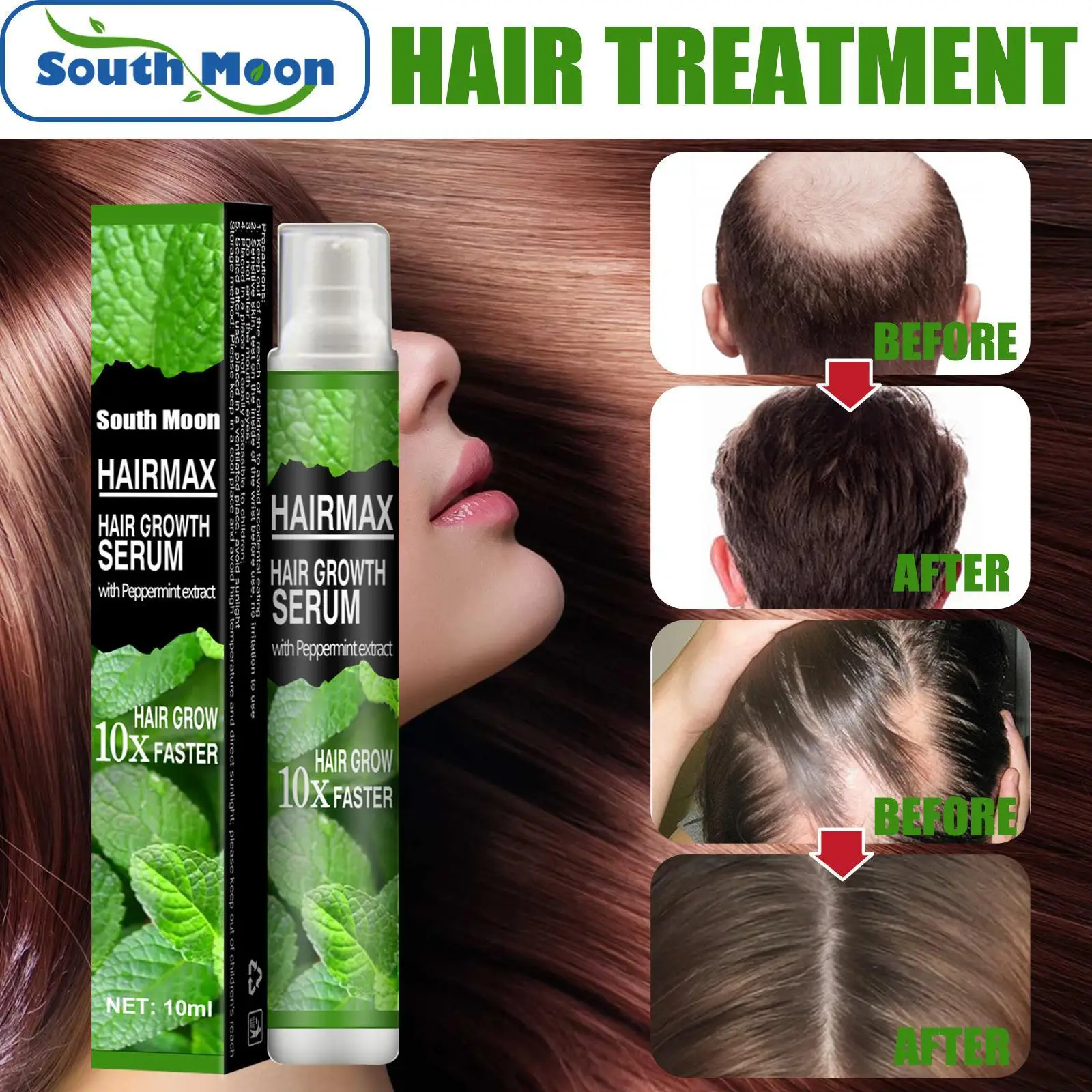 

South Moon Hair & Scalp Treatment Spray for Long Hair with Mint, Hydrating and Nourishing Hair and Scalp Care Fluid