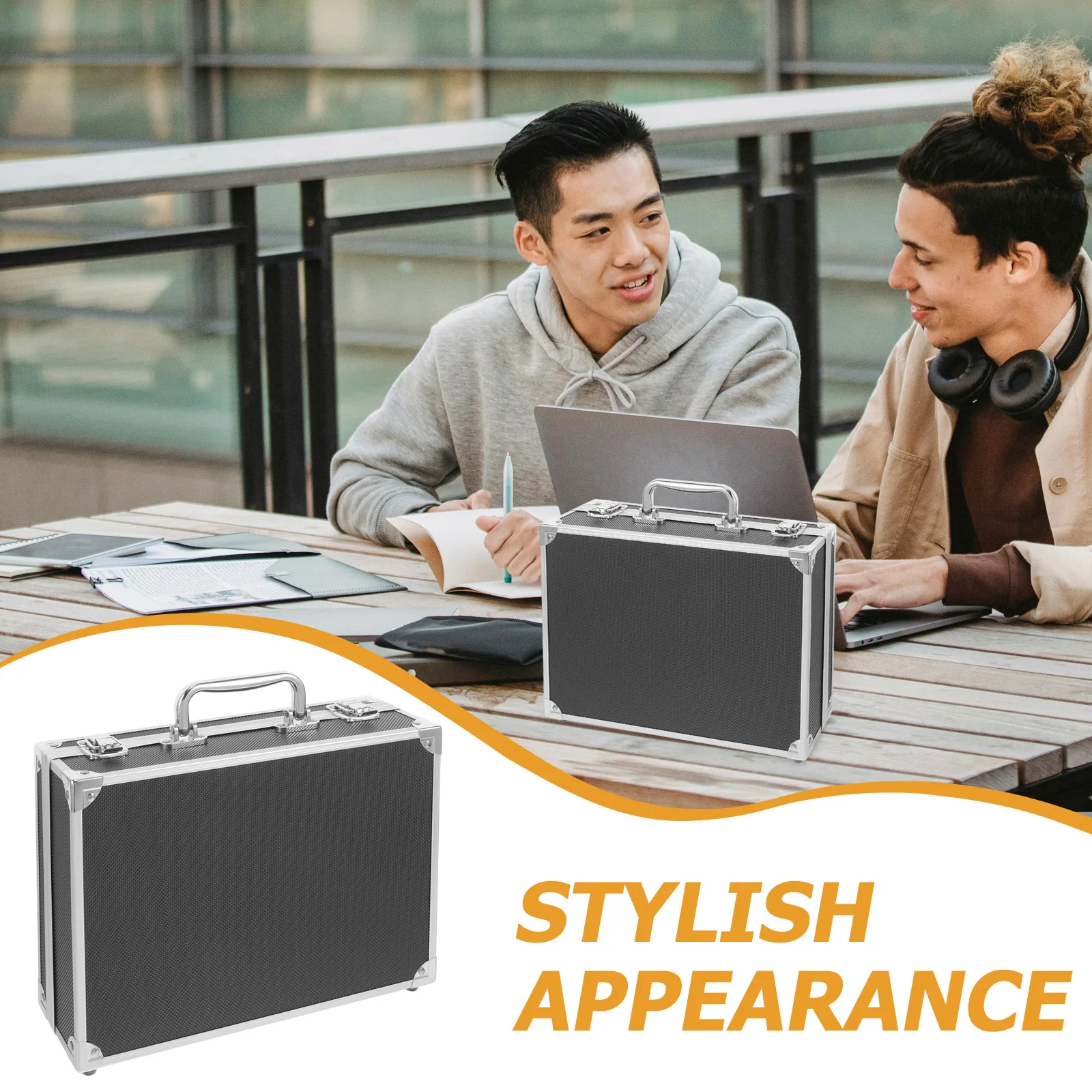 Heavy Duty Aluminum Tool Case Portable Document Instrument Storage Box with Sponge Lining Metal Briefcase for Office Field Use