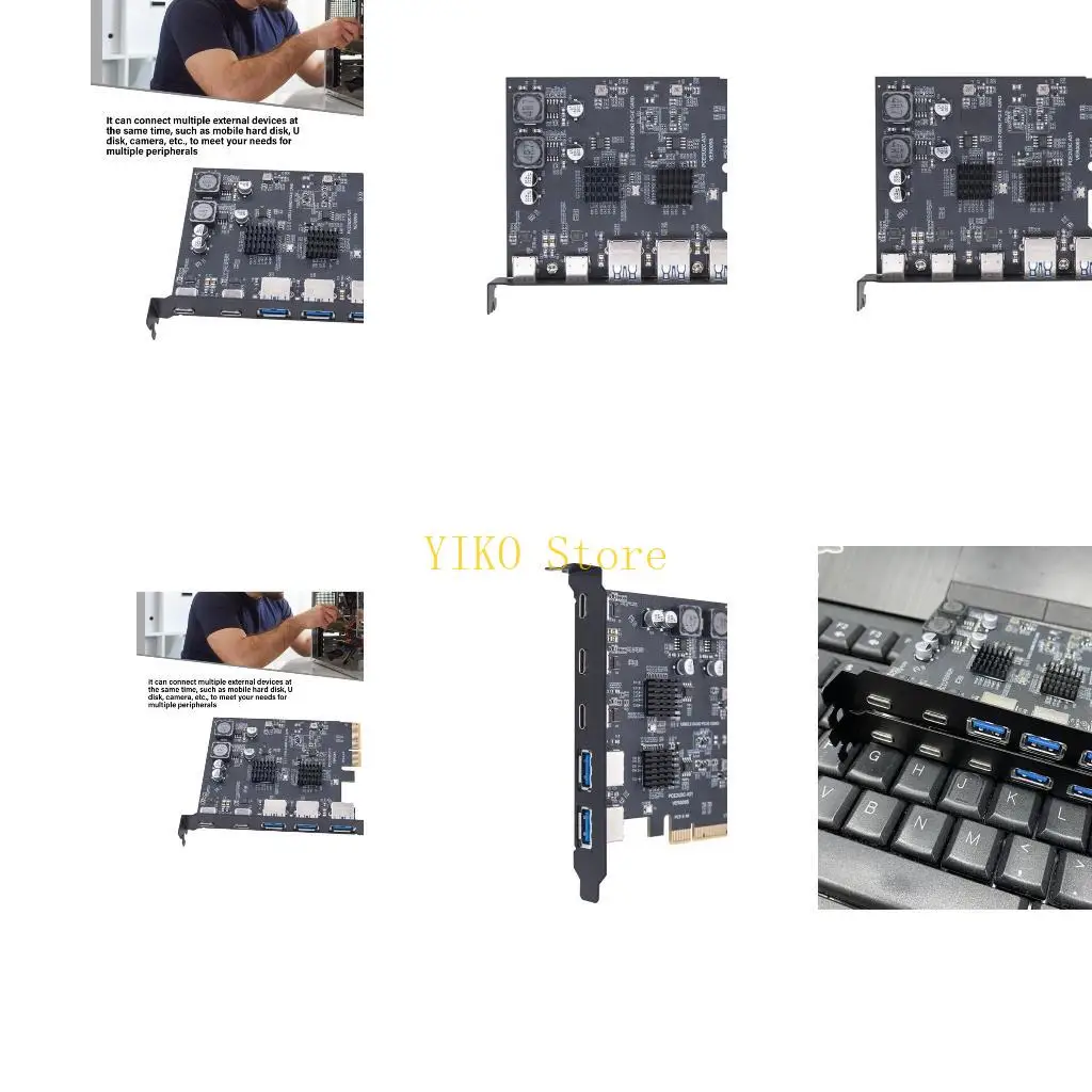 K32C 5 Port PCIExpress to USB TypeC High Speed Expansion Card 10Gbps Fast