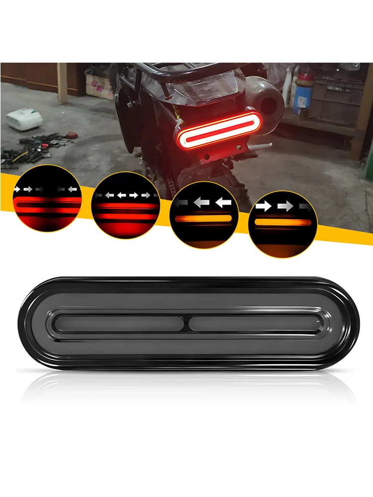 AliExpress NONE 1Pcs 12-24V Motorcycle LED Tail Light Amber Red Bicycle Scooter Rear Brake Stop Lamp Signal Indicator Signal Lamp Smoked Lens