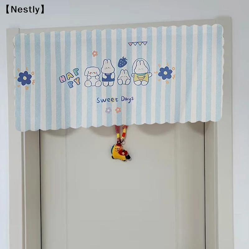 Door Curtain Short Curtains No-Drill Privacy Curtain Adhesive Fixed Home Decoration For Door, Window, Kitchen, Basement〔Nest〕