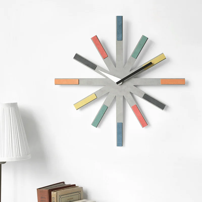 Colorful Wall Clock Minimalist Slient Wall Clock Creative Geometric Art Wall-mounted Watch Modern Home Living Room Decor Clocks