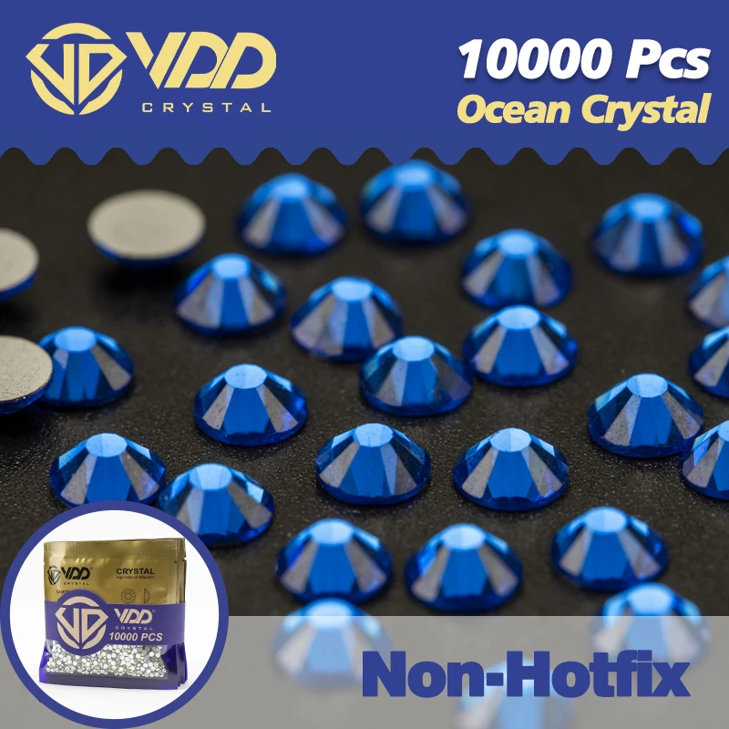 VDD 10000 Stück Großhandel hochwertiges Glas, nicht Hotfix-Strasssteine, Glitzer-Kristall, flache Rückseite, Strass-Edelstein, Nagelkunst, Diamant-Dekoration