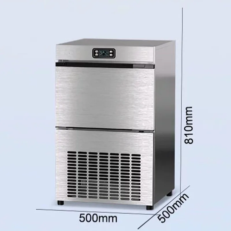 Commercial Ice Maker, Spray Type Large Square Ice Machine, Stainless Steel Built-in Bar Ice Making Machine for Bubble Tea Shop