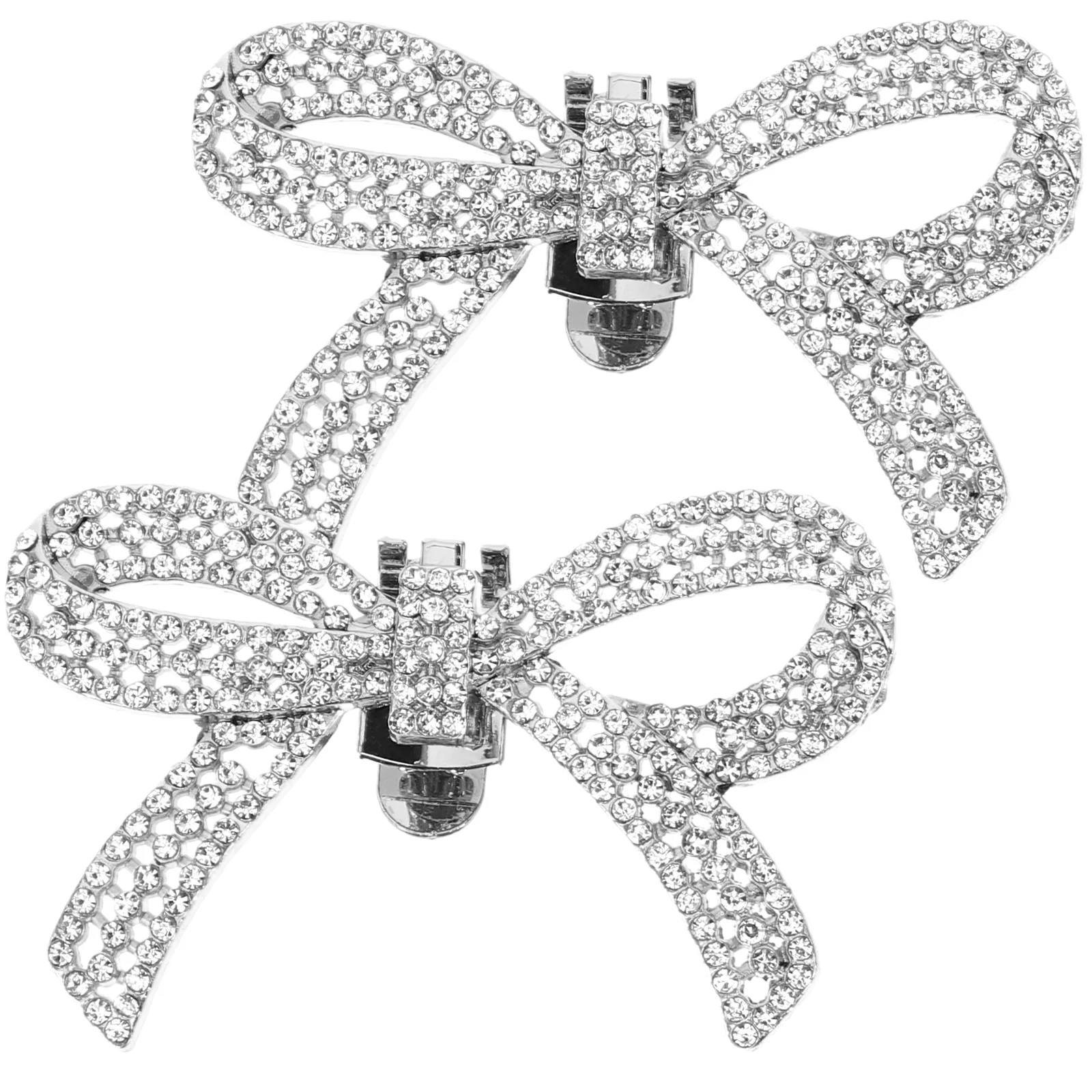 

Rhinestone Shoe Clips Decorative Buckles 1 Pair Removable Charm Wedding Party Accessories Silver