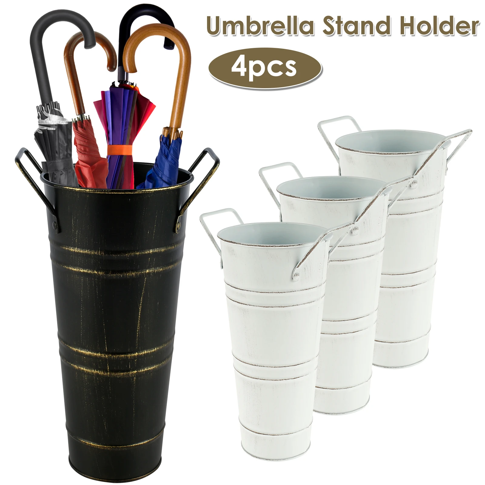 4 Pcs Metal Umbrella Holder Freestanding Umbrella Rack Vintage Umbrella Holder Bin Multipurpose Space Saving Umbrella Rack for