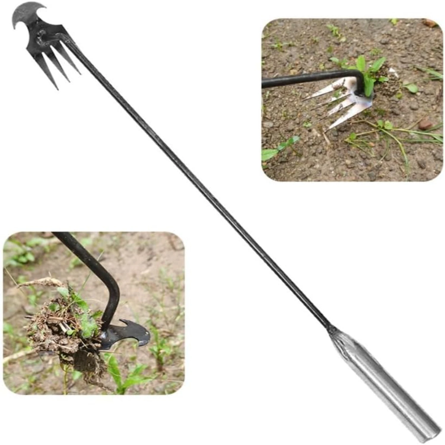 2024 New 4 Teeth Manganese Steel Weed Puller Tool - Multifunctional Garden Weeder Tool for Gardening & Weeding