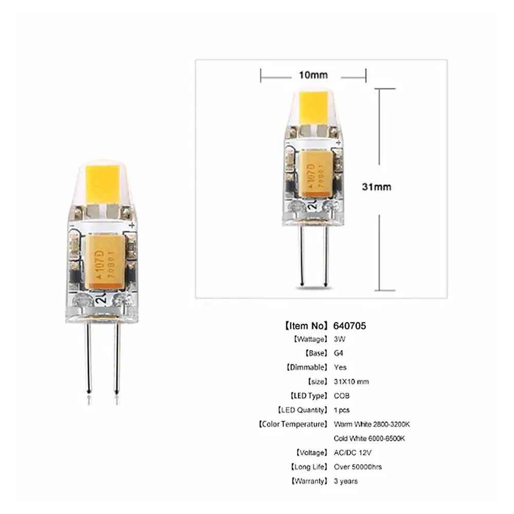 G4 LED مصباح عكس الضوء التيار المتناوب/تيار مستمر 12 فولت 3 واط 6 واط LED Mini G4 COB LED لمبة 360 شعاع زاوية مصابيح الثريا استبدال ضوء الهالوجين
