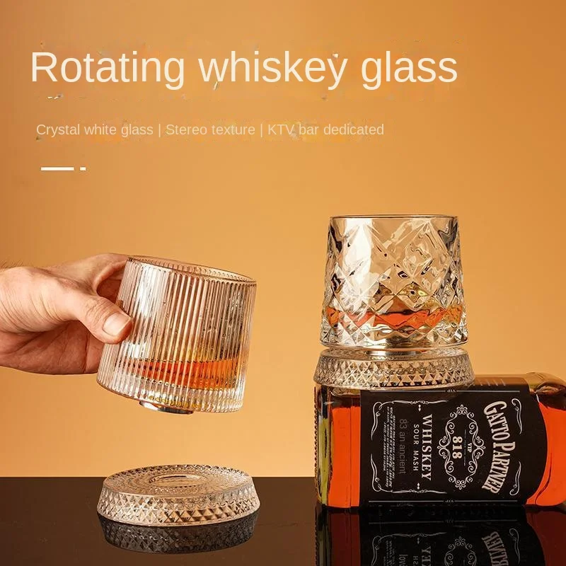 Crystal Rotating Glass Household Whiskey Shot Glass Wine Advanced Sense Internet Celebrity Decompression Swirling Cup