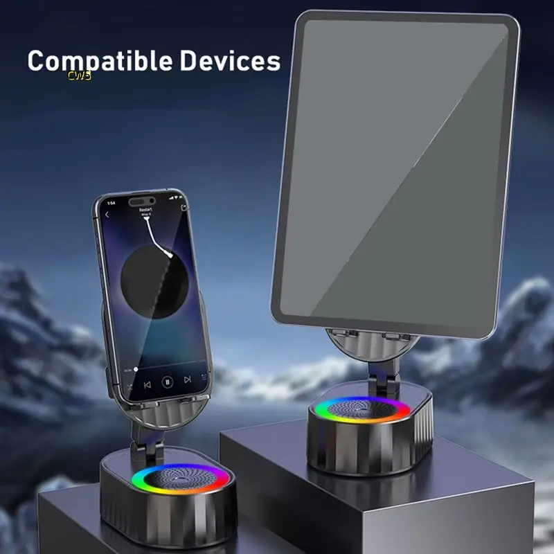 مكبر صوت ذكي قابل للطي RGB يضع وتشغيل الموسيقى المحيطة 9D Hifi كبنك طاقة لحامل الهاتف المحمول