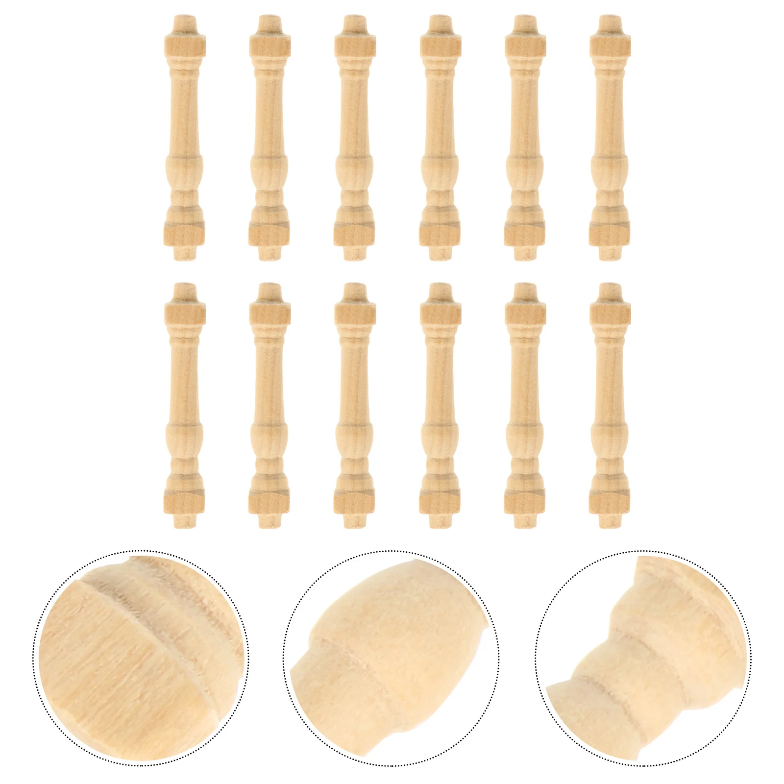 12 Pcs Tiny Furniture Railing Post Mini House Handrails Armrest Dollhouse Accessories Wood